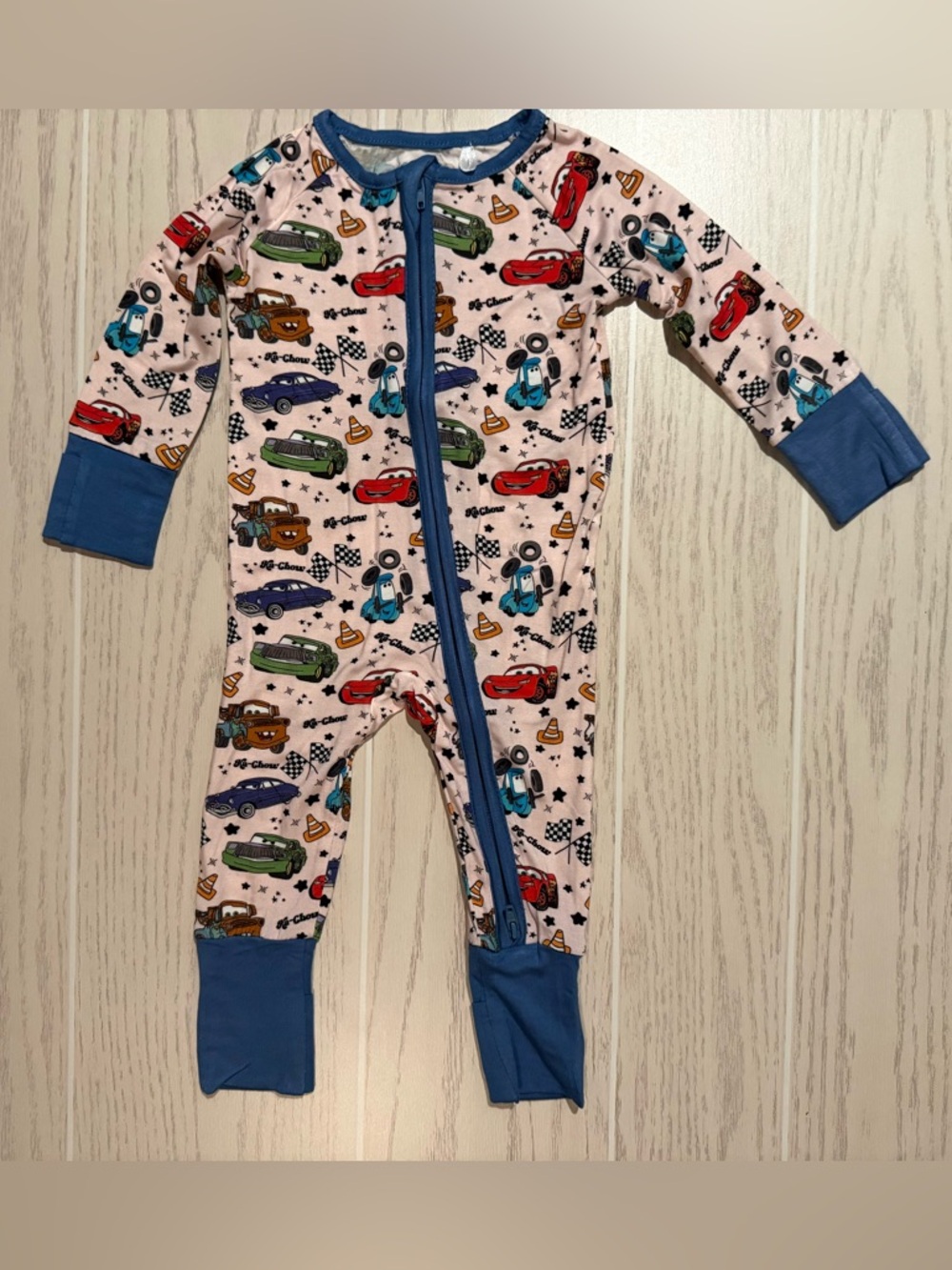 Boutique Bamboo Sleeper Cars Lightning McQueen 0-3M Zip Pajamas